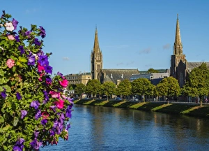 Protestantism Prints: View over the River Ness towards the St. Columba and Free North Churches, Inverness