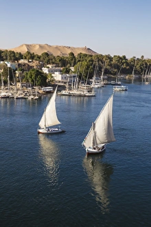 View of The River Nile and Nubian village on Elephantine Island, Aswan, Upper Egypt