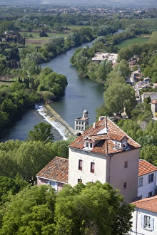 Rural Landscape Prints: View of the River Orb from the top of Beziers Cathedral