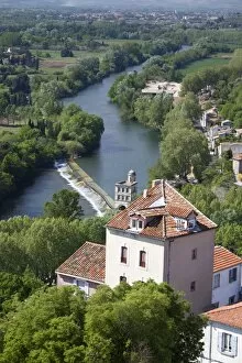 Images Dated 14th April 2011: View of the River Orb from the top of Beziers Cathedral, Beziers, Languedoc-Roussillon, France