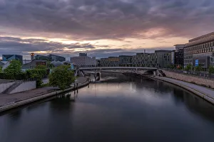River Spree Prints: View of the River Spree from Paul Loebe Building at sunset