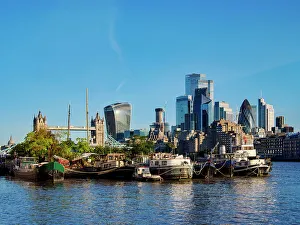 Famous Landmarks Prints: View over River Thames towards The City of London, London, England, United Kingdom, Europe