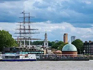 Famous Sites Prints: View over River Thames towards Cutty Sark British Clipper Ship and St