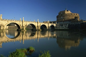 River Tiber Prints: View across River Tiber to the Ponte Sant Angelo