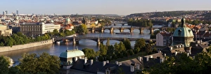 Eastern Europe Prints: View of the River Vltava and bridges, Prague, Czech Republic, Europe
