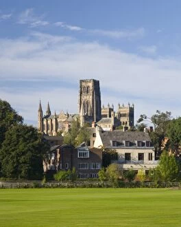 Images Dated 4th October 2009: View across riverside playing fields to the cathedral, Durham, County Durham