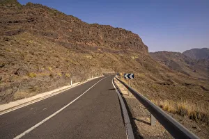 Gran Canaria Prints: View of road in mountainous landscape near Tasarte