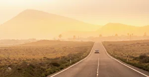 Las Palmas Prints: View of road and Tinajo in background