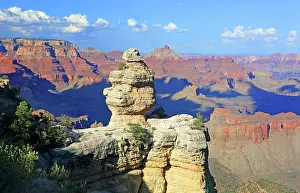Overlook Prints: View of rock formations and canyon landscape from the South Rim in Arizona during the day