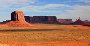 Wonders Prints: View of rock formations in Monument Valley with clear sky and desert landscape during daytime in Utah USA