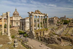 Columns Prints: View of Roman Forum (Foro Romano), Temple of Saturn and Arch of Septimius Severus