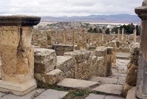View over the Roman site of Timgad, UNESCO World Heritage Site, Algeria