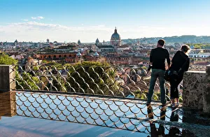 2 People Prints: View of Rome, Villa Borghese Gardens, Rome, Latium (Lazio), Italy, Europe
