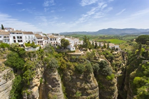 Ronda Prints: View of Ronda and Andalusian countryside from Puente Nuevo, Ronda, Andalusia, Spain