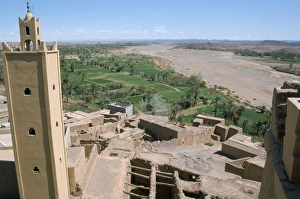 Ouarzazate Prints: View from roof of Kasbah at Tifiltoute near Ouarzazate