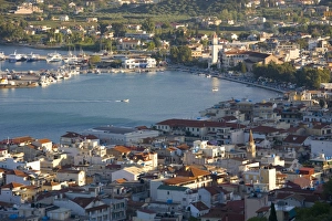 Zante Prints: View over rooftops to the picturesque harbour