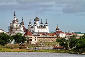Outdoor Exploration Prints: A view of the Russian Orthodox Solovetsky Monastery founded in 1436 by two monks on Bolshoy Island