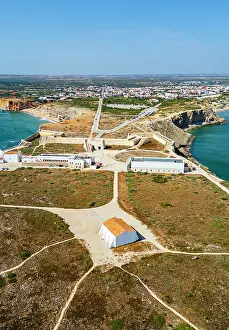 Peninsula Prints: View of Sagres Fortress and coastline from above in Algarve
