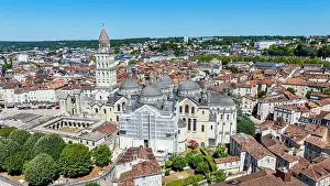 Front Prints: View from above of Saint Front cathedral in Perigueux