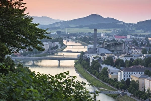 Austrian Culture Prints: View of Salzach River, Salzburg, Austria, Europe
