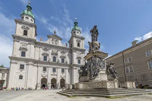 Bell Tower Prints: View of Salzburg Cathedral from Domplatz, Salzburg, Austria, Europe
