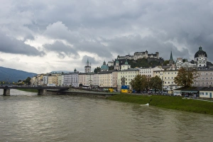 Austrian Culture Prints: View over Salzburg and the Salzach River, Salzburg, Austria, Europe