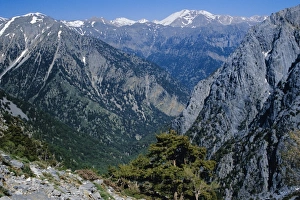 Mediterranean Countries Prints: View over the Samaria Gorge and surrounding mountains