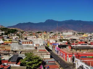 Oaxaca Prints: View towards the San Felipe Neri Church, Oaxaca de Juarez, Oaxaca State, Mexico