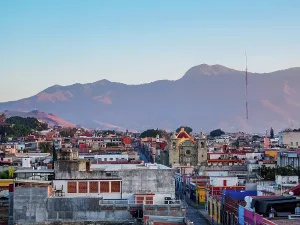 Enchanting Prints: View towards the San Felipe Neri Church at sunrise, Oaxaca de Juarez, Oaxaca State, Mexico