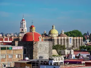 Franciscan Prints: View towards the San Gabriel Franciscan Convent, Cholula, Puebla State, Mexico