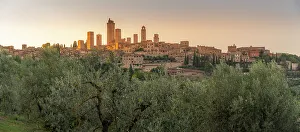 San Gimignano Prints: View of San Gimignano skyline at sunset