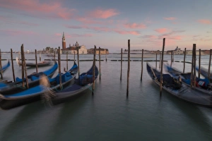 Varying Focus Prints: View to San Giorgio Maggiore and Gondola Service, Venice, UNESCO World Heritage Site