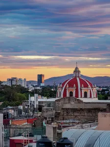 Glow Prints: View towards the San Jeronimo Church at sunset, City of Puebla, Puebla State, Mexico