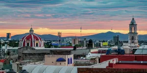 Aesthetic Prints: View towards the San Jeronimo Church at sunset, City of Puebla, Puebla State, Mexico