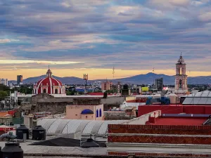 Glow Prints: View towards the San Jeronimo Church at sunset, City of Puebla, Puebla State, Mexico