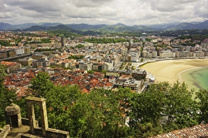San Sebastian Prints: View of San Sebastian from Monte Urgull, Basque Country, Spain, Europe