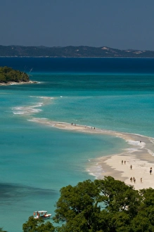 View above a sand bank linking the two little islands of Nosy Iranja near Nosy Be View above a sand bank linking the two little islands of Nosy Iranja near Nosy Be