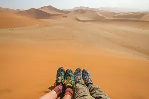 Namibian Prints: A view of sand dunes in the Namib Desert from the summit of Sossusvlei sand dune