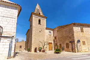 Sidewalk Prints: View of Santa Anna Church at hilltop town of Moscari