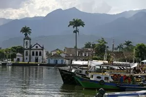 Images Dated 23rd February 2010: View over Santa Rita church and the harbour, Parati, Rio de Janeiro State, Brazil, South America