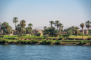 Cruise Prints: View of scenery from cruise boat near Armant on the Nile River, Luxor, Egypt, Africa