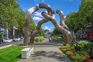 Public Park Prints: View of Sculpture in the Kurfurstendam in Berlin, Germany, Europe