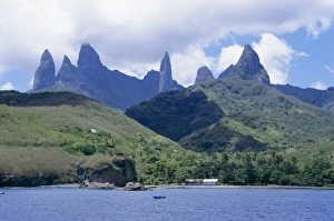View across sea to island