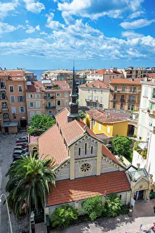 Provence Alpes Cote Dazur Prints: View over the seaside town of Menton