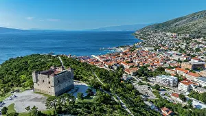 Roads Prints: View of Senj with castle and coastline in Croatia on a clear day