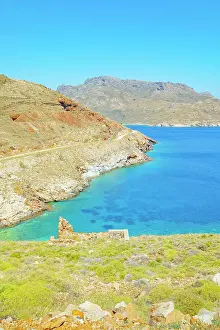 Azure Waters Prints: View of Serifos island southerrn coast near Koutalas beach