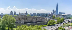 The Shard Prints: View of The Shard and Tower of London from rooftop bar, London, England, United Kingdom