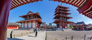 Story Prints: View of Shitenno-ji Gojunoto (Five Story Pagoda) on a sunny day