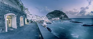 Ischia Prints: View of shop and town in Sant'Angelo at dusk