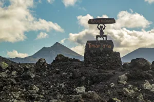 Las Palmas Prints: View of sign at entrance to Timanfaya National Park